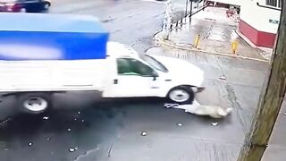 Old Lady Hit By Pickup Truck