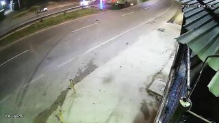 Runaway Bus Hits Two Motorcyclists 