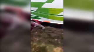 Runaway Bus Hits Two Motorcyclists 