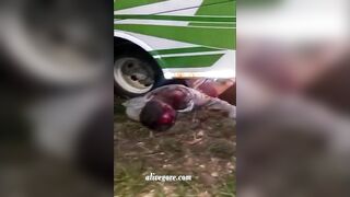 Runaway Bus Hits Two Motorcyclists 