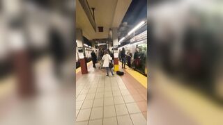 Brooklyn SMH Man Randomly Shoves Woman Down