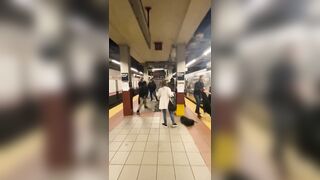 Brooklyn SMH Man Randomly Shoves Woman Down