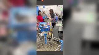 Snowflake Wearing A Mask Cuts The Line At Walmart With A Man