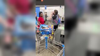 Snowflake Wearing A Mask Cuts The Line At Walmart With A Man