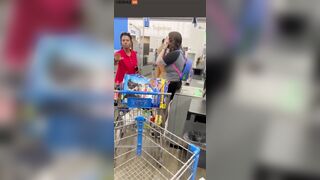 Snowflake Wearing A Mask Cuts The Line At Walmart With A Man