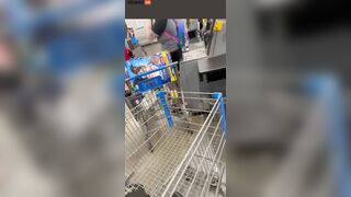 Snowflake Wearing A Mask Cuts The Line At Walmart With A Man