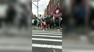 Teen Gang Fight Breaks Out In Brooklyn Streets - V