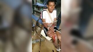 Thief Tied Up And Electrocuted