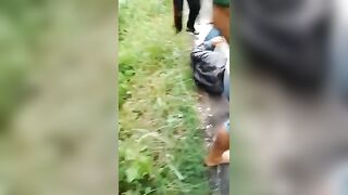 The Thief Was Caught By A Group Of Villagers