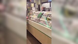 Trailer Of Trash Ends Up Behind Subway Counter And Attacks Employee