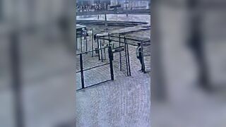 A Woman Fell At An Intersection And Was Hit By A Train. Russia 