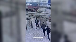 A Woman Fell At An Intersection And Was Hit By A Train. Russia 