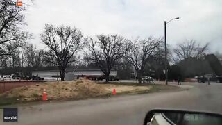 Train Crashes Truck Into Huge Concrete Beam