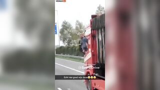 Dutch Truck Driver Caught On Video Playing With Him