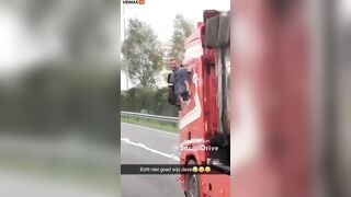 Dutch Truck Driver Caught On Video Playing With Him