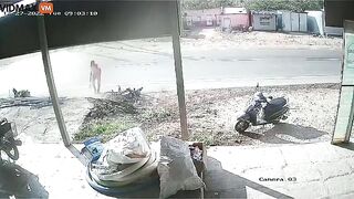 Truck Loses Wheel And Hits Motorcyclist - Video - VidMa