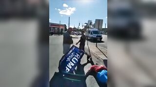 Trump Supporter Passes Out At MA Ral