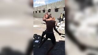 Two Men Fight In Prison B