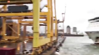 Illusory! Barcelona Ferry Hits Port Crane And Explodes