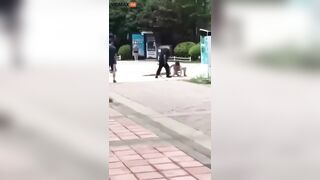 ETF China Naked Man Chases And Tackles Football Thinking He Is Monkey