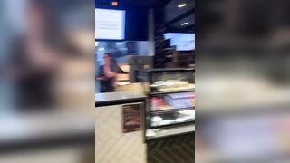 Wild Woman Jumps Over McDonald's Counter And Screams Like B