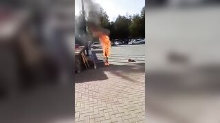 Wow! Man Sets Himself On Fire In Protest