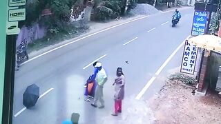 Woman Opens Umbrella While Traveling