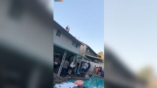 Woman Tries To Jump From Roof Into Swimming Pool – Video – VidMax.com