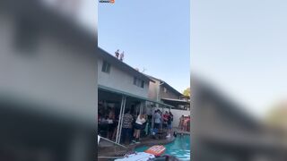 Woman Tries To Jump From Roof Into Swimming Pool – Video – VidMax.com