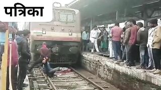 Young People Commit Suicide On Railroad Tracks. India 