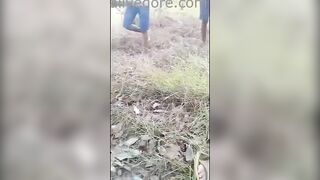 Young Man Holds Machete To Neck