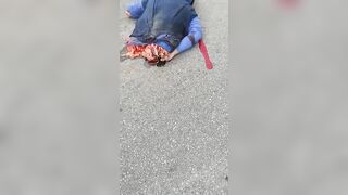 Motorcyclist's Body Torn In Half