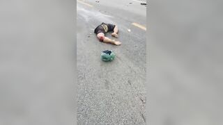 Motorcyclist's Body Torn In Half