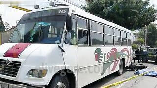 Cyclist Crashes Into Parked Bus And Gets Run Over By Truck 