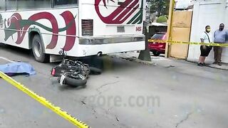 Cyclist Crashes Into Parked Bus And Gets Run Over By Truck 