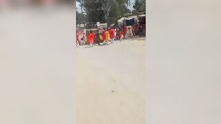 People In Car Accident On Street During Religious Holiday 