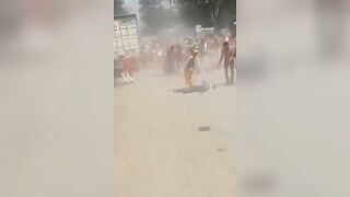 People In Car Accident On Street During Religious Holiday 