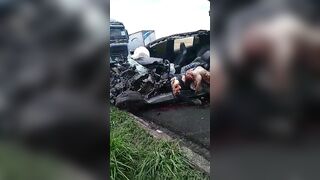 Car And Driver Torn To Pieces 