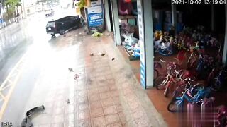 Electric Scooter Driver Hit By Speeding Car 