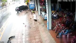 Electric Scooter Driver Hit By Speeding Car 