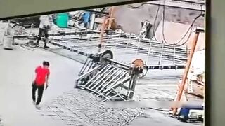 Worker Rolls Into Machine 