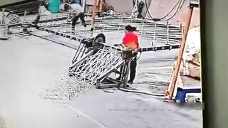 Worker Rolls Into Machine 