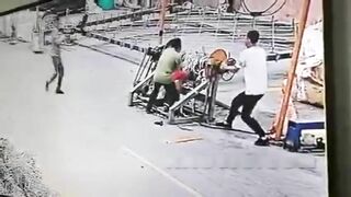 Worker Rolls Into Machine 