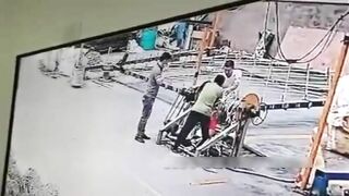 Worker Rolls Into Machine 