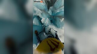 Horrifying Video Shows Skier Falling Into Huge Crevice