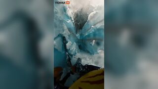 Horrifying Video Shows Skier Falling Into Huge Crevice