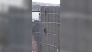 Guy Climbs Building And Falls 