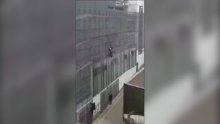 Guy Climbs Building And Falls 