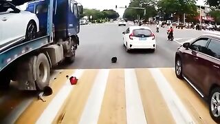 Idiot Gets Run Over By Truck 