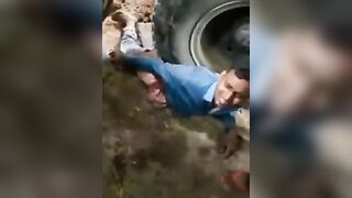 Man Stuck Under Truck Tire But Still Alive 